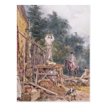 Dr. Monro inspecting his stables Postcard