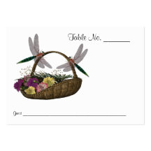 Dragonflies Flowers Wedding Table Place Cards Business Card Template
