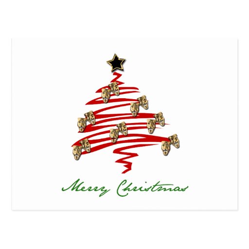 Drama Mask Christmas Tree Postcard