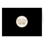 Drama Masks (White & Gold) Greeting Cards