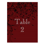 Dramatic Red And Black Table Number Cards postcards