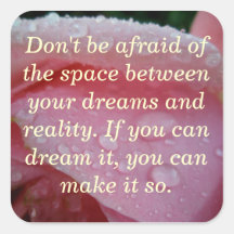 Dream Quote Pink Rose Petals Inspirational Sticker