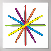 Drum Stick Colour Star Poster