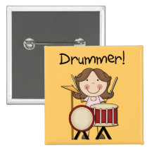 Drummer - Female Tshirts and Gifts Buttons