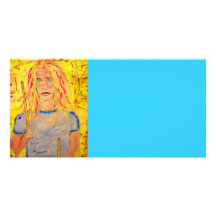 drummer girl rocks art customized photo card