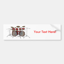 Drums: Red Drum Kit: 3D Model: Bumper Stickers