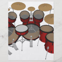 Drums: Red Drum Kit: 3D Model: Full Colour Flyer