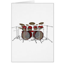 Drums: Red Drum Kit: 3D Model: Greeting Card