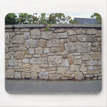 Dry Stone Wall With Plants Besides Road Mouse Pads