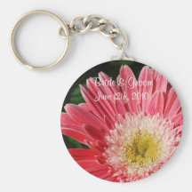 Dusty Rose Gerbera Bride & Groom Keychain