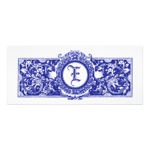 Dutch Blue "E" Monogram Wedding Invitations