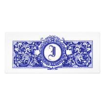 Dutch Blue "I" Monogram Wedding Invitations