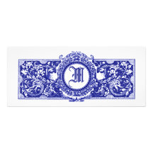 Dutch Blue "M" Monogram Wedding Invitations