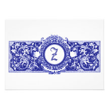 Dutch Blue "Z" Monogram Wedding Invitations