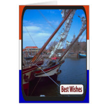 Dutch sail training vessel, Enkhuizen harbour Greeting Cards
