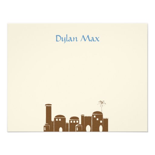Dylan Max Jerusalem Jewish Bar Mitzvah Personalized Announcements