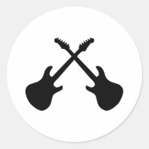 E Guitars Crossed Round Sticker