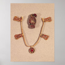 Eagle-shaped brooch and a necklace print