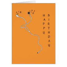 Earphones with Notes Greeting Card