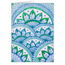 Earth Day Recycle Damask Indian Mandala Blank Bday Card