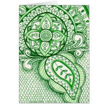 Earth Day Recycle Damask Indian Mandala Blank Bday Card