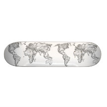 Earth drawing continents skateboard decks