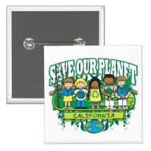 Earth Kids California Pinback Buttons
