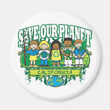 Earth Kids California Refrigerator Magnet