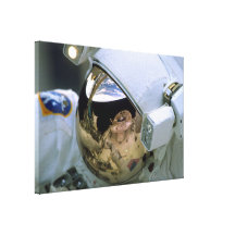 Earth & Shuttle Reflected In Astronauts Visor Canvas Prints