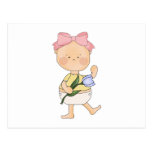 easter baby girl with spring tulip post card