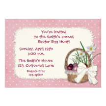 Easter Basket Pink Custom Invites
