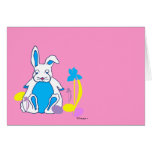 Easter Blue Bunny with Eggs and Flowers Card