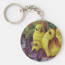 Easter Chick Greetings Keychain