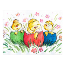 easter chick postcard