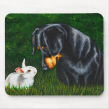 Easter Eye to Eye - Dachshund Dog and Bunny Rabbit Mouse Pad