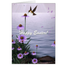 Easter Hummingbird Flowers Card