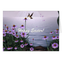 Easter Hummingbird Flowers Card
