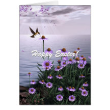 Easter Hummingbird Flowers Card