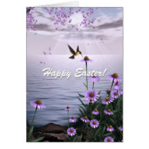 Easter Hummingbird Flowers Card