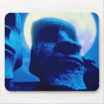 Easter Island statue with moon Mouse Pad