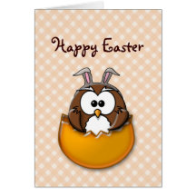 Easter owl gingham - orange cards