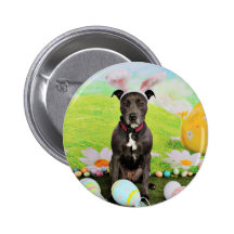 Easter - Pitbull  - Gunner Pinback Button