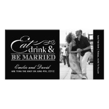 Eat, Drink and Be Married Save the Date Invite Custom Photo Card