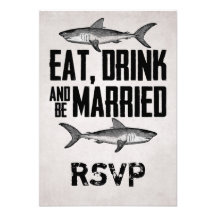 Eat Drink and be Married Shark Wedding RSVP Cards