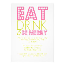 Eat Drink & Be Merry Personalised Invitation