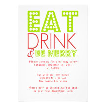 Eat Drink & Be Merry Personalized Invitation