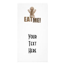 EAT ME! Gingerbread Man - Brown Sepia Personalised Photo Card