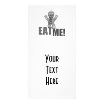 EAT ME! Gingerbread Man - Grey B&W Photo Cards