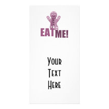 EAT ME! Gingerbread Man - Pink Personalized Photo Card
