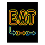 Eat Retro Neon Sign Art Postcard